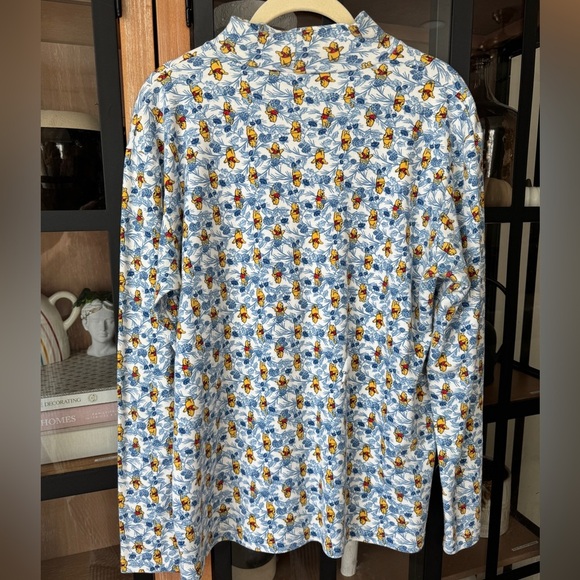 Vintage 90s Winnie The Pooh mockneck sweater long sleeve tee floral print disney - Picture 1 of 7